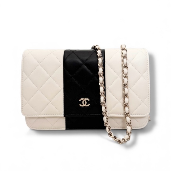 🆕CHANEL Classic Wallet on Chain Color Block Black & Ivory Gold-Tone hardware NIB - Picture 4 of 16